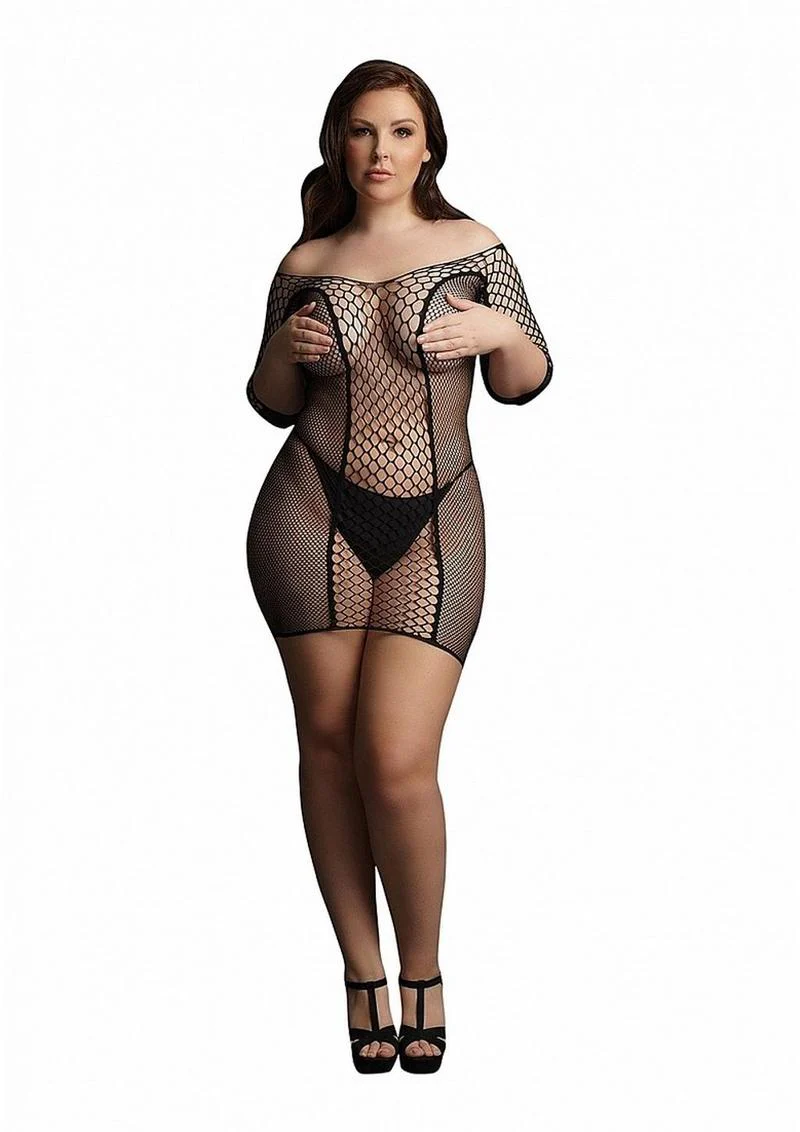 Le Désir Short With Sleeved Fishnet Mini Dress - Image 2