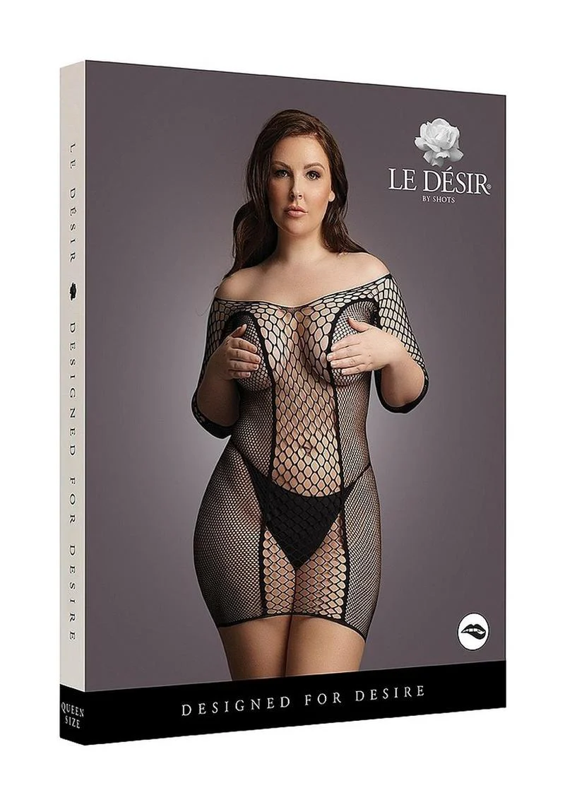 Le Désir Short With Sleeved Fishnet Mini Dress - Image 5