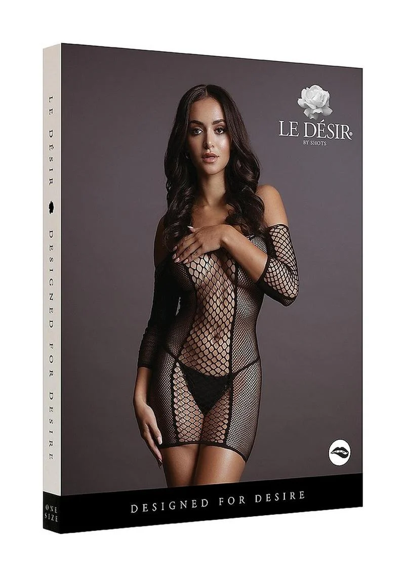 Le Désir Short With Sleeved Fishnet Mini Dress - Image 7