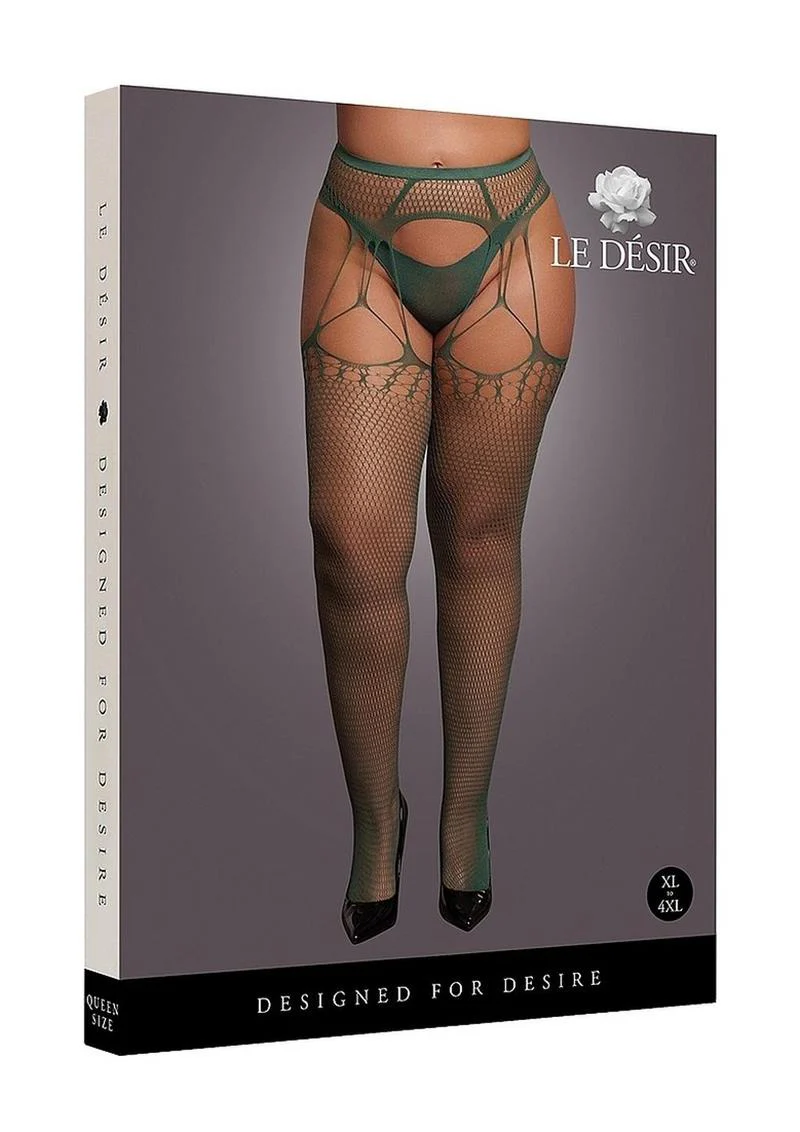 Le Désir Shredded Suspender Pantyhose One Size - Image 15