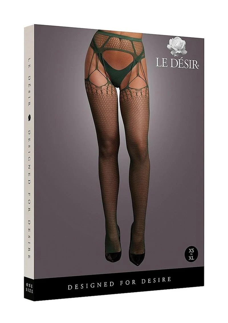 Le Désir Shredded Suspender Pantyhose One Size - Image 4