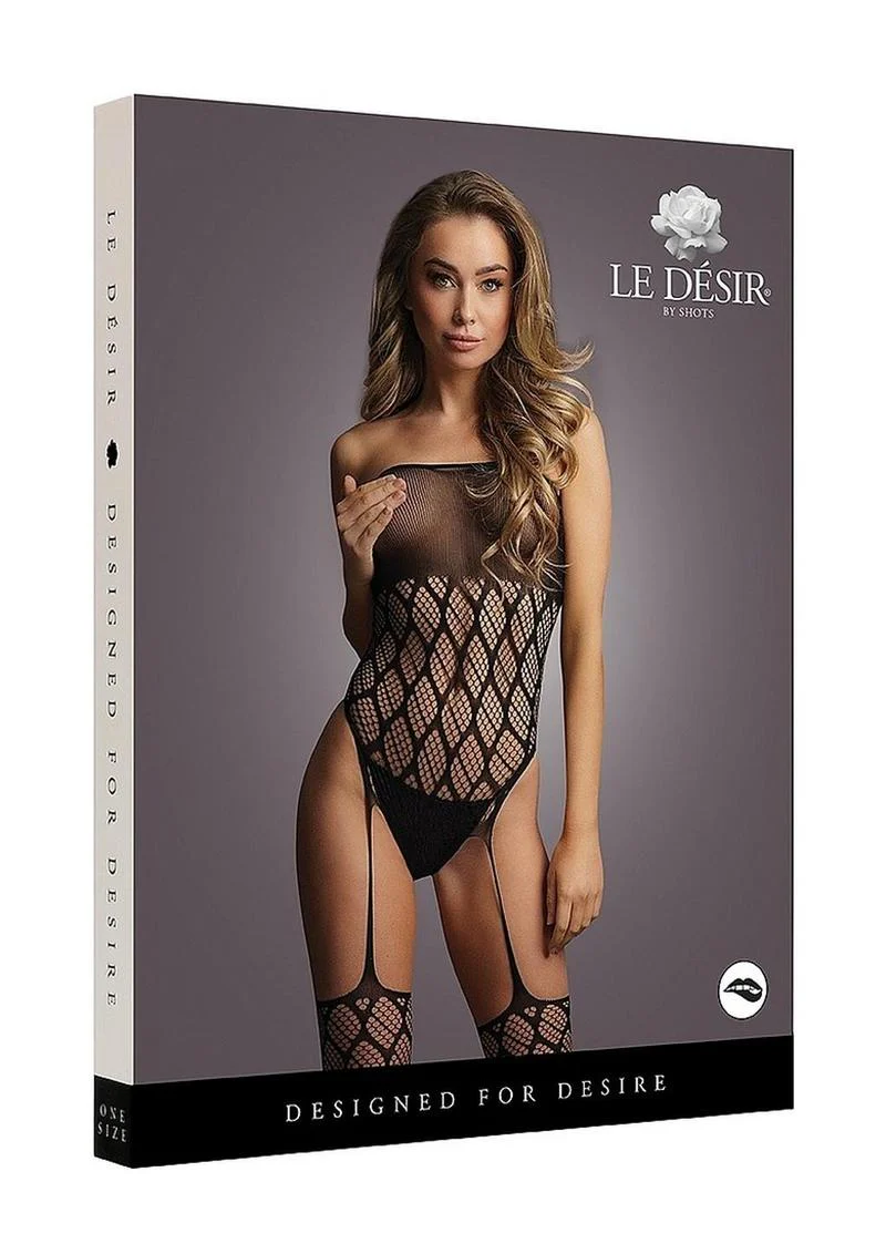 Le Désir Strapless Crotchless Teddy with Stocking - Image 4