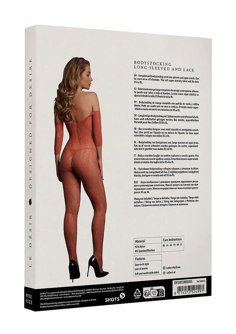 Le Desir Lace Long Sleeved Bodystocking - Image 3