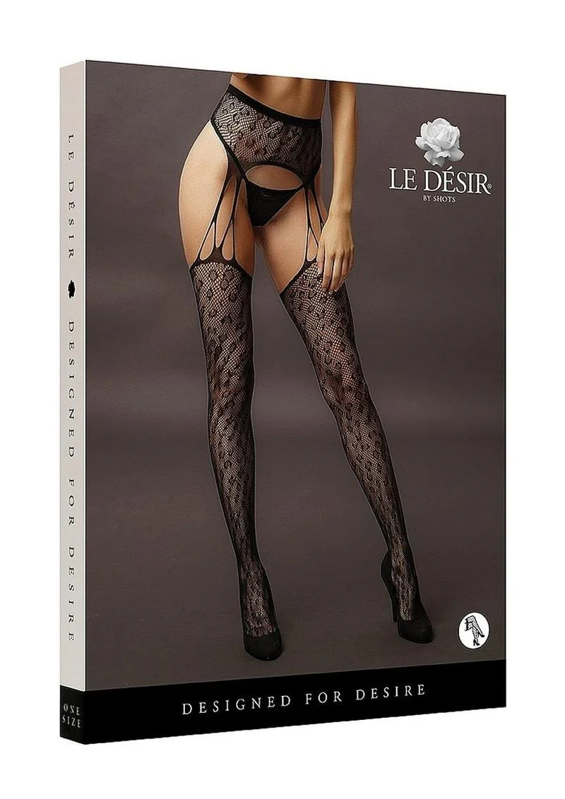 Le Désir Suspender Leopard Pantyhose One Size - Image 4