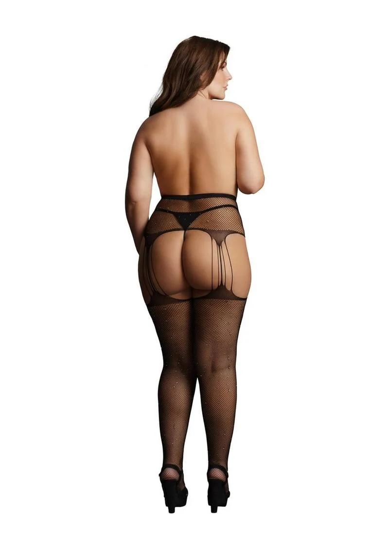 Le Desir Suspender Rhinestone Pantyhose Fishnet Lingerie - Image 2