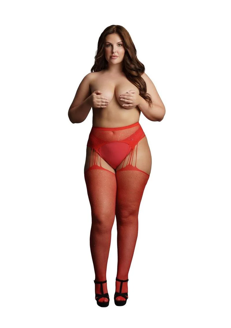 Le Desir Suspender Rhinestone Pantyhose Fishnet Lingerie - Image 3