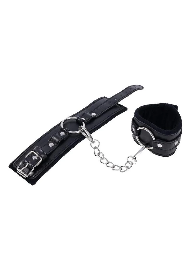 Leather Shadow Handcuffs with Chain For Sex - Image 2