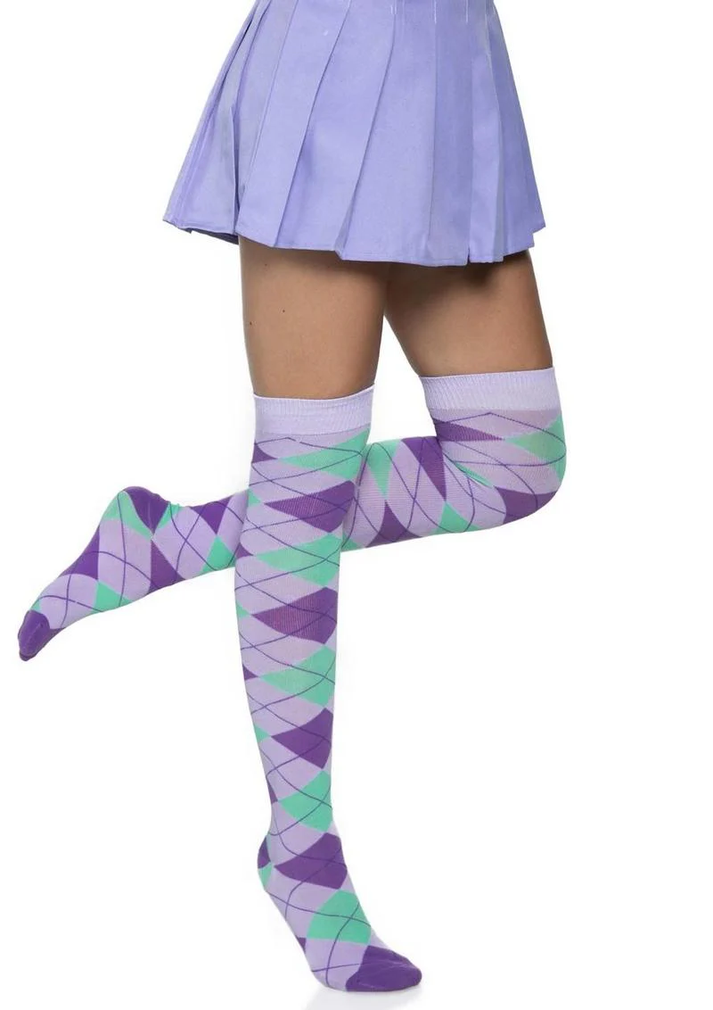 Leg Avenue Argyle Knit Over The Knee Socks - Image 9