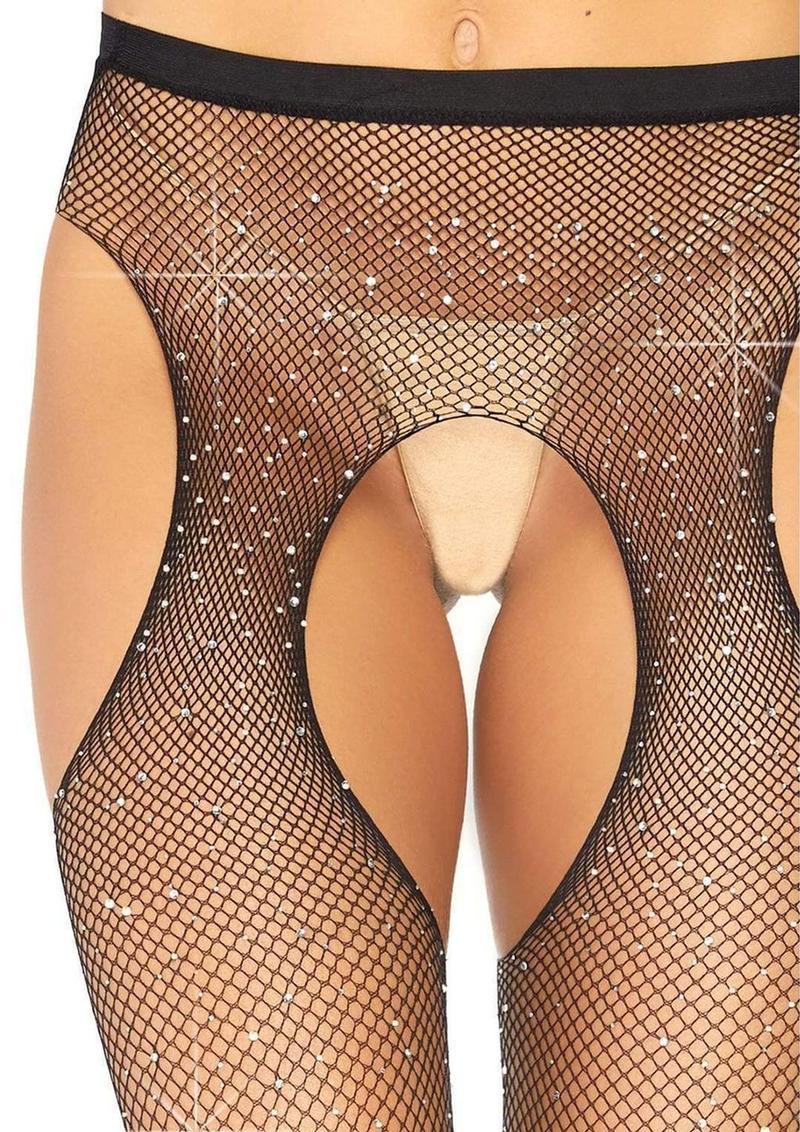 Leg Avenue Crystallized Fishnet Suspender Pantyhose - Image 2