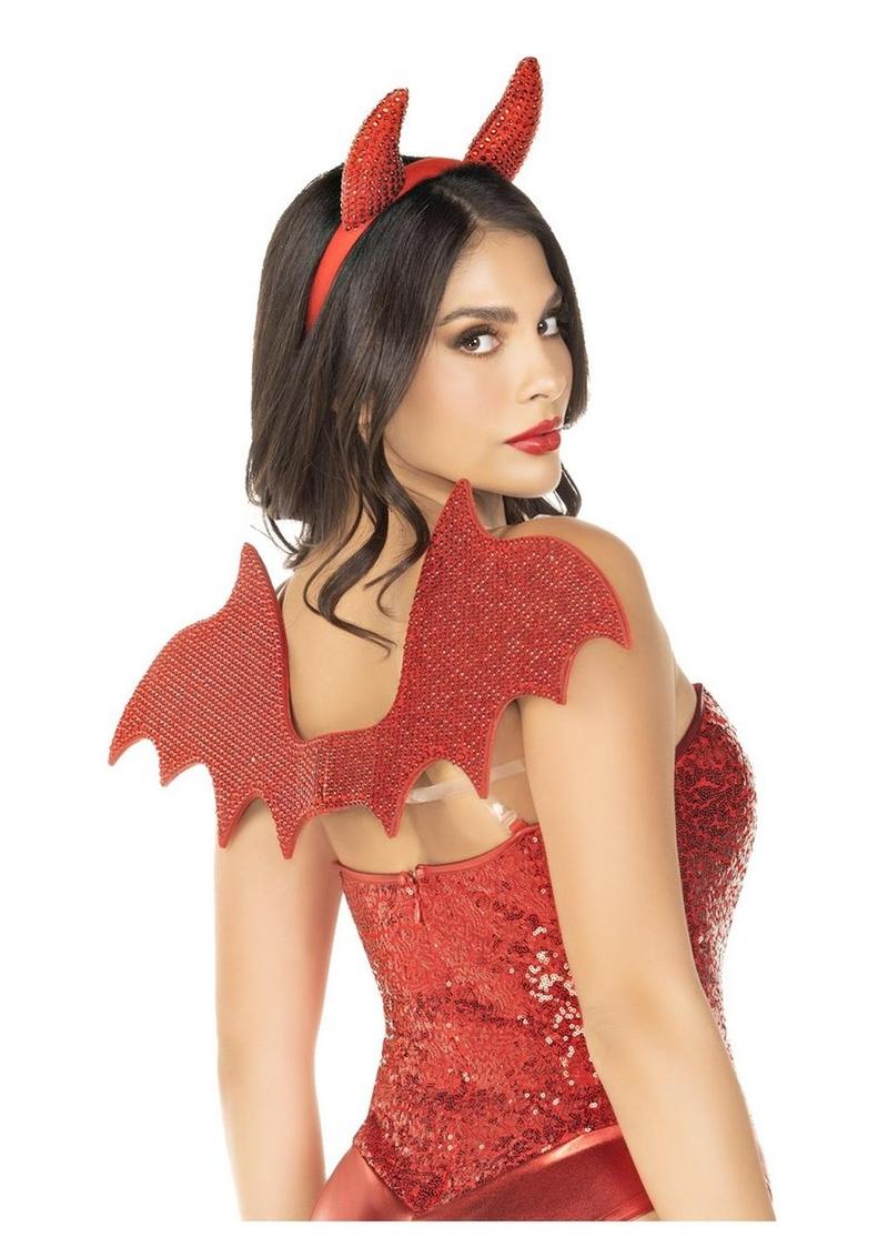 Leg Avenue Devil Kit Rhinestone Devil Wings And Horn Headband - Image 3