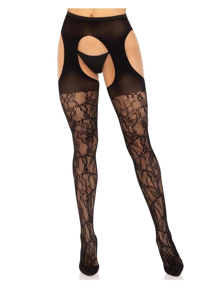 Leg Avenue Eyelet Rose Suspender Hose - Image 3