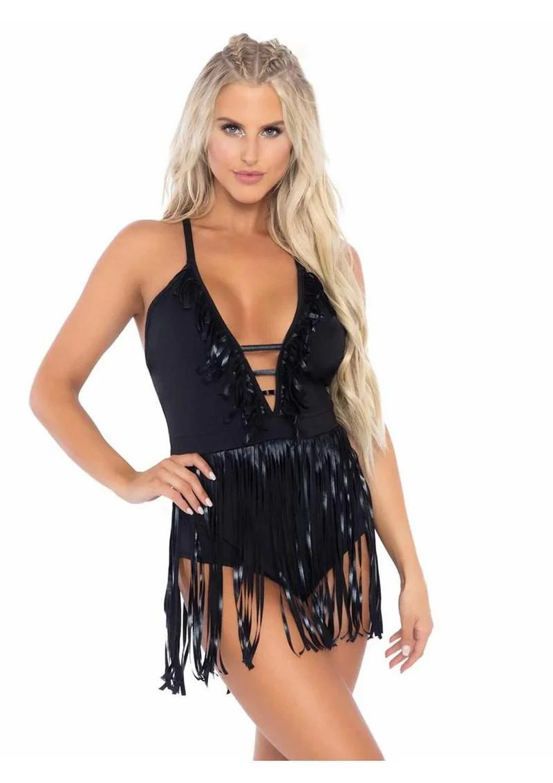 Leg Avenue Fringe Halter Bodysuit - Image 5