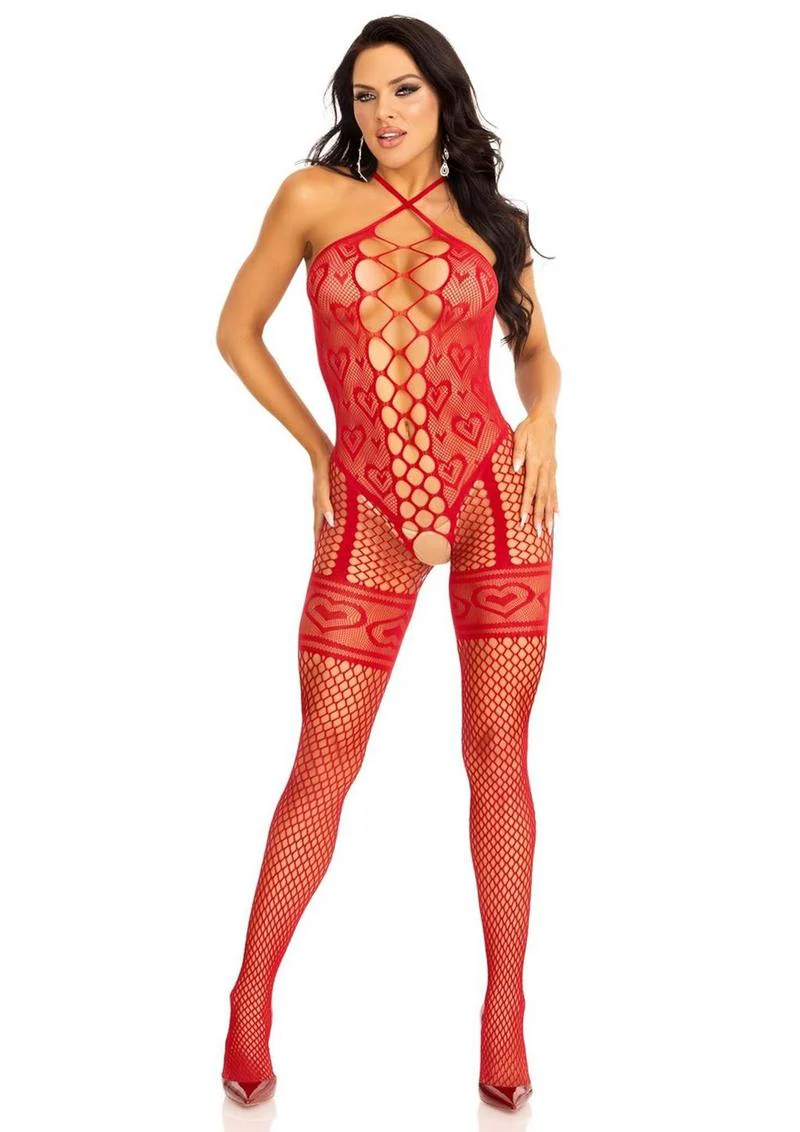 Leg Avenue Heart Net Halter Bodystocking - Image 3