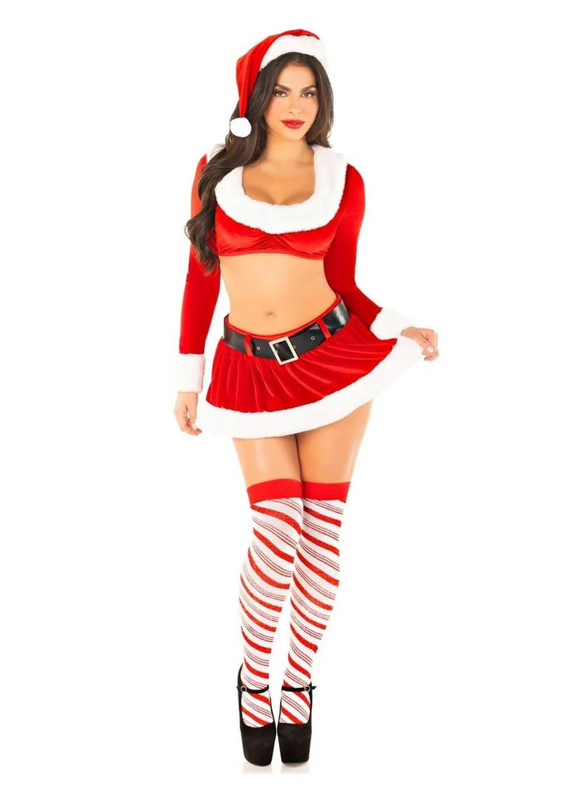 Leg Avenue HoHo Hottie Set Velvet Crop Top Faux Fur Trim & Mini Skirt - Image 7