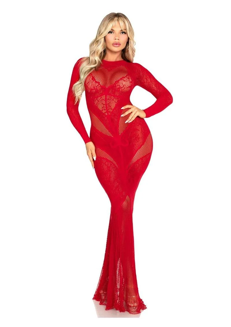 Leg Avenue Lace and Net Body Con Gown - Image 5