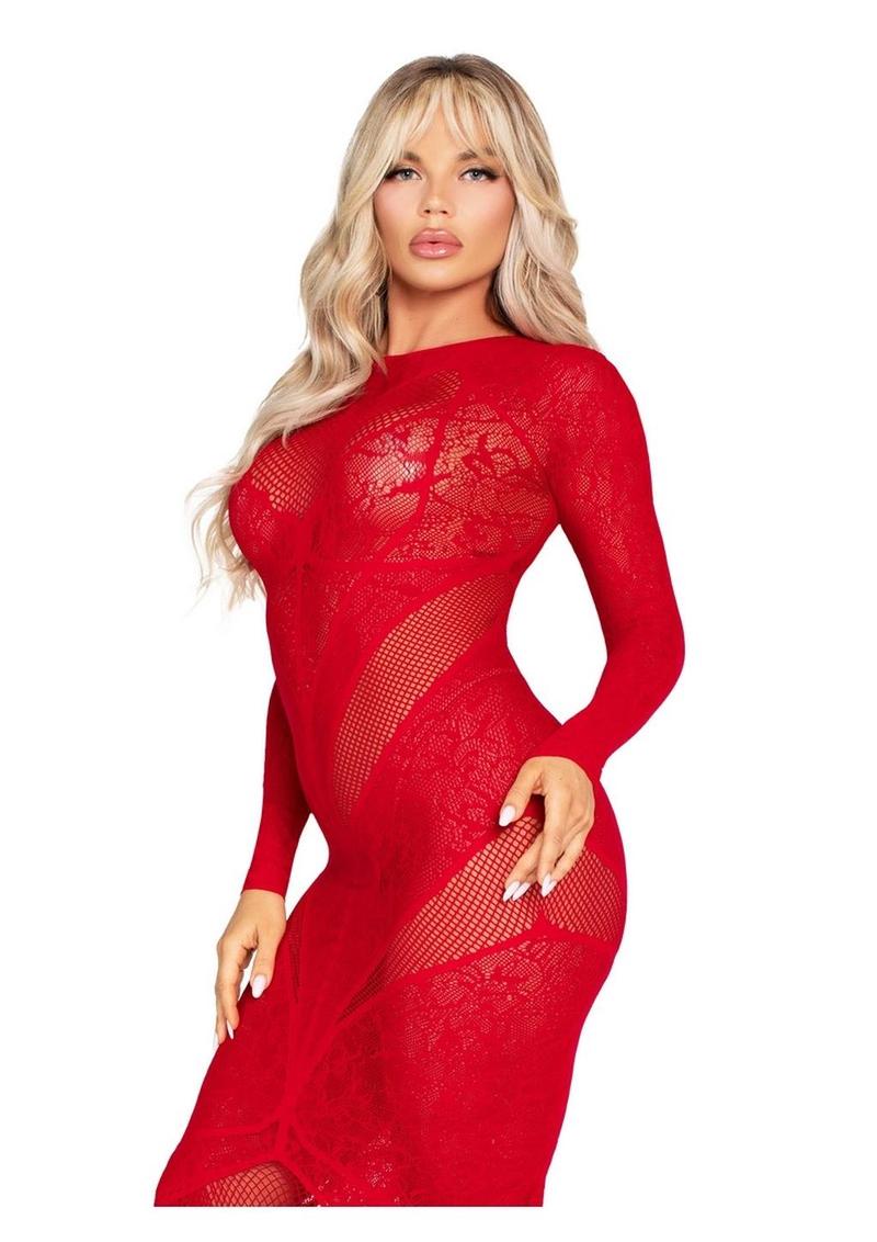 Leg Avenue Lace and Net Body Con Gown - Image 6