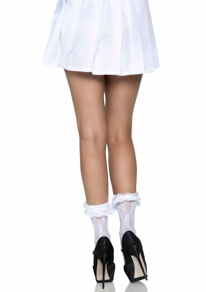 Leg Avenue Lace Ruffle Butterfly Net Anklets - Image 2