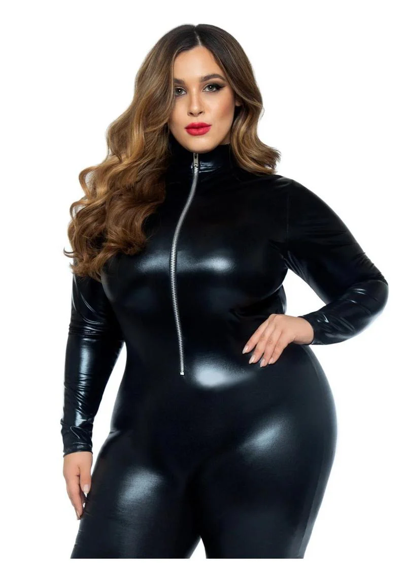 Leg Avenue Lame Zipper Front Cat Suit For Comfortable Fit - Image 2