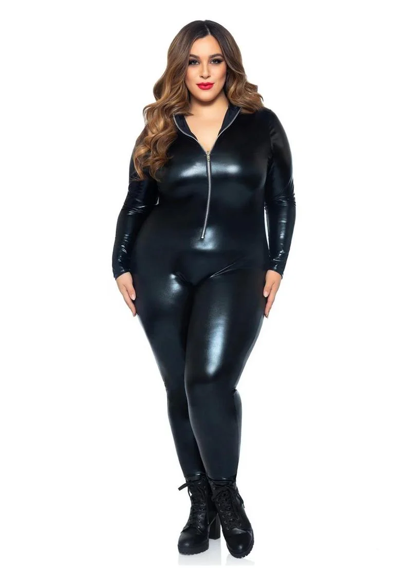 Leg Avenue Lame Zipper Front Cat Suit For Comfortable Fit - Image 4
