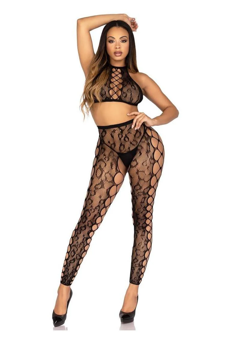 Leg Avenue Leopard Net Crop Top Set - Image 3