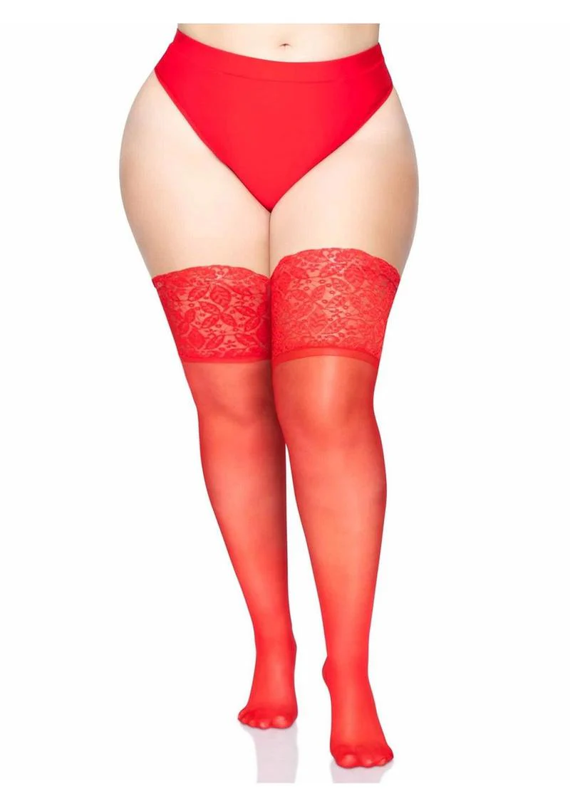 Leg Avenue Lycra Sheer Fabric Stay Up Thigh Highs - Image 2