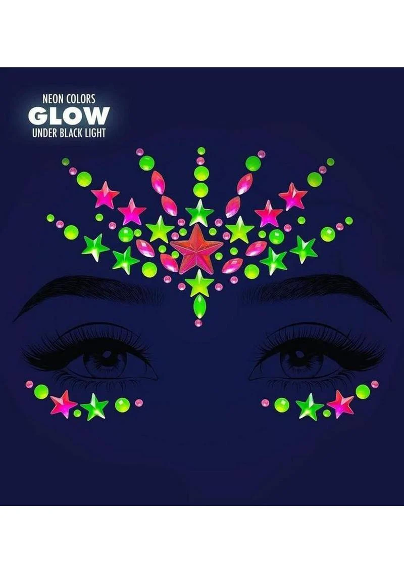 Leg Avenue Neon Black Light Face Jewels and Glitter - Image 3