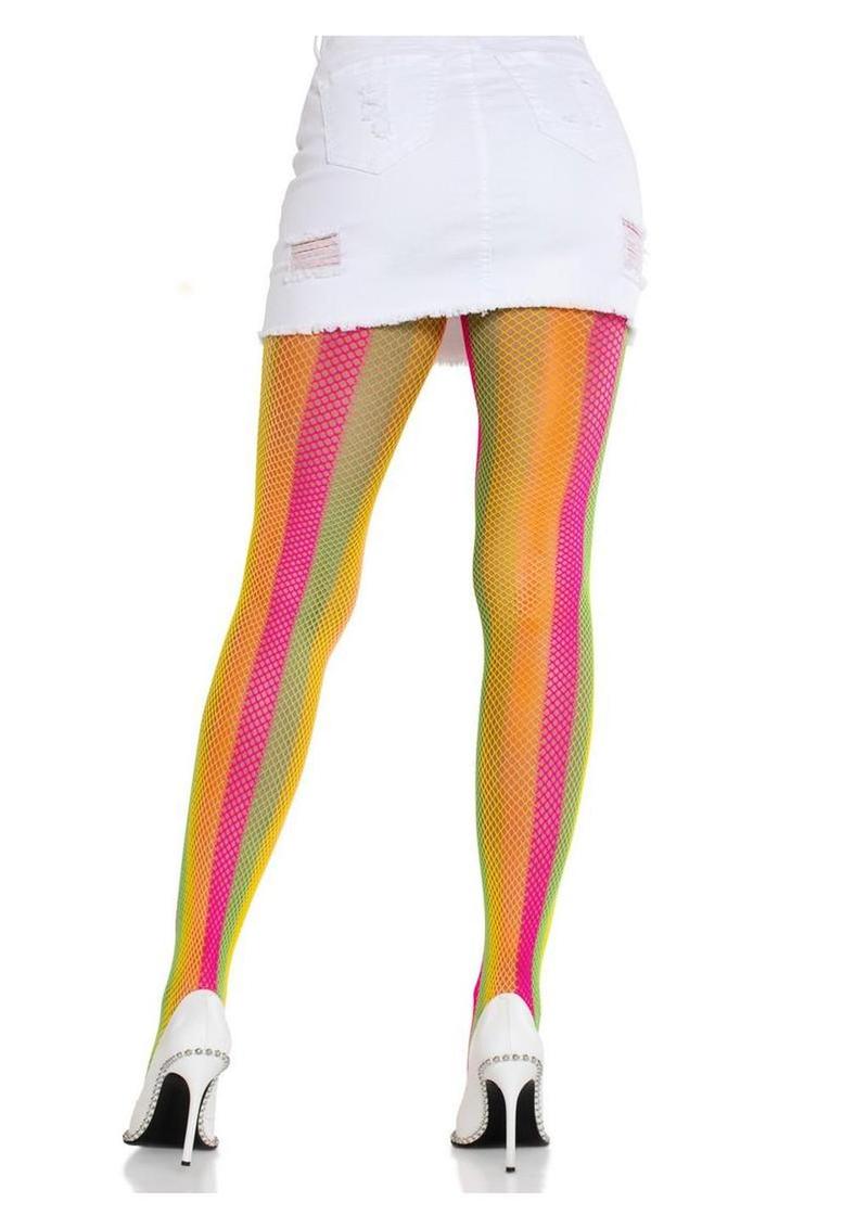 Leg Avenue Neon Rainbow Striped Tights - Image 3