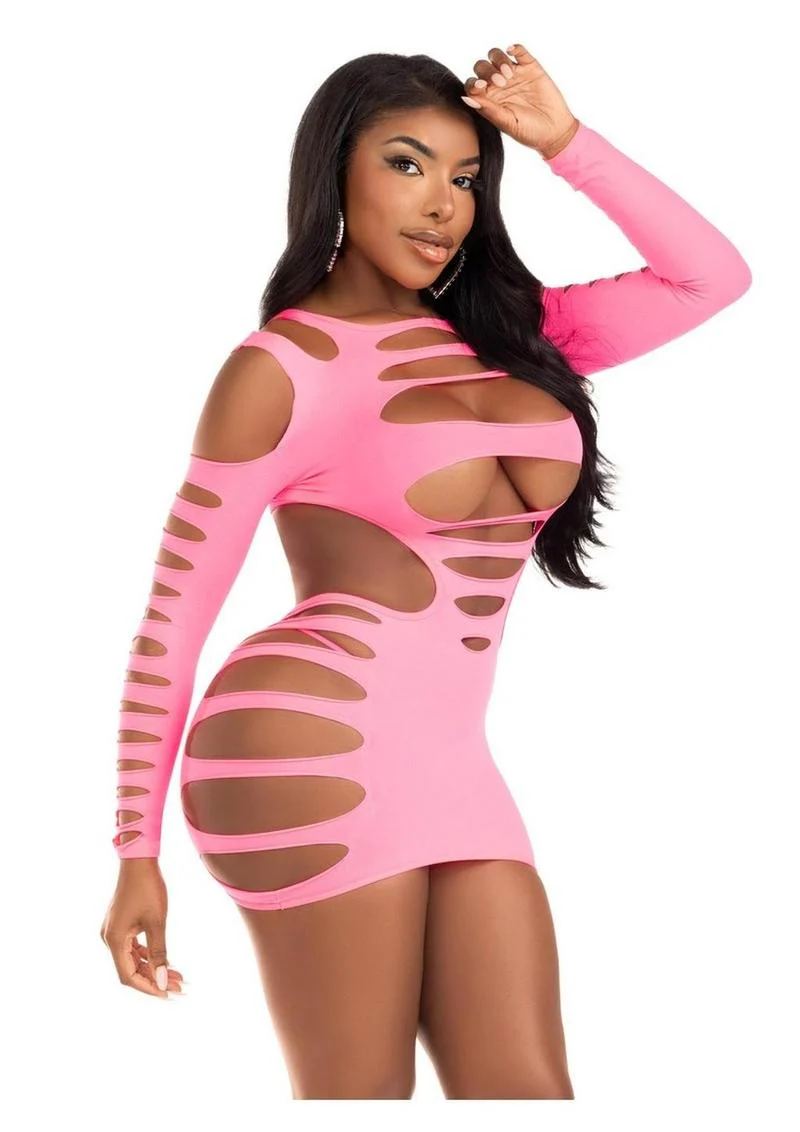 Leg Avenue Opaque Shredded Cut-Out Mini Dress - Image 2