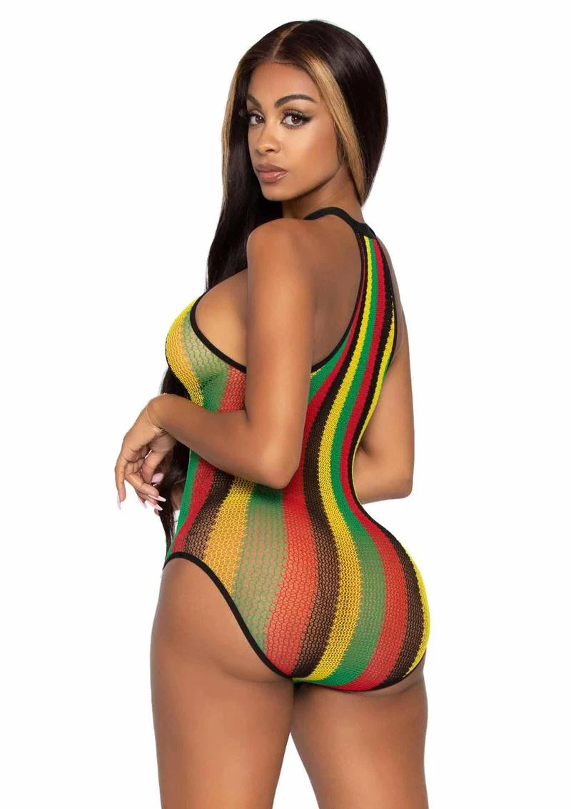 Leg Avenue Rasta Net Racer Back Bodysuit - Image 2