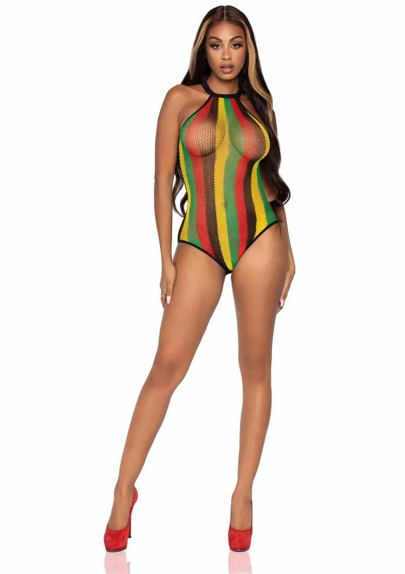 Leg Avenue Rasta Net Racer Back Bodysuit - Image 4