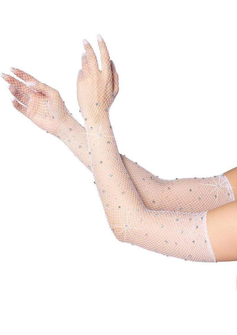 Leg Avenue Rhinestone Fishnet Gloves - Image 2