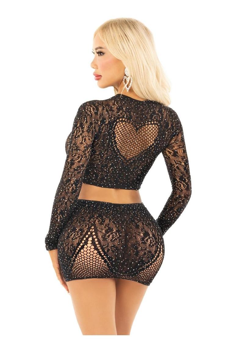 Leg Avenue Rhinestone Lace And Net Crop Top - Image 3