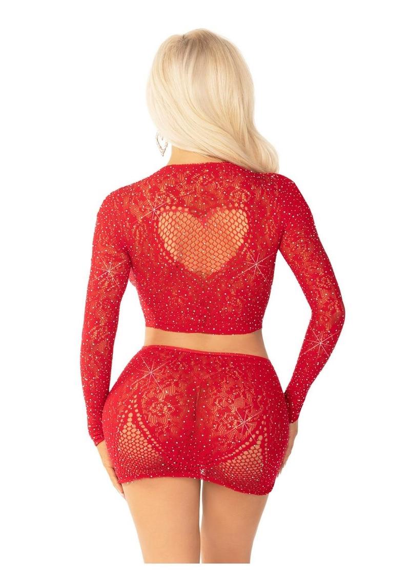 Leg Avenue Rhinestone Lace And Net Crop Top - Image 7