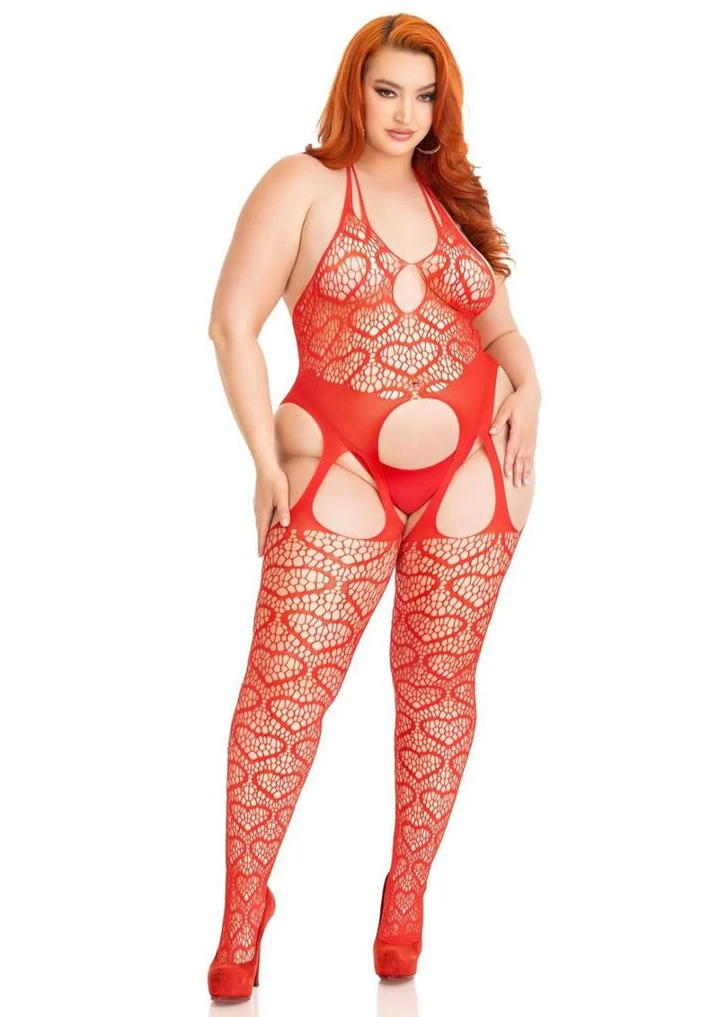 Leg Avenue Seamless Heart Net Suspender Bodystocking - Image 3