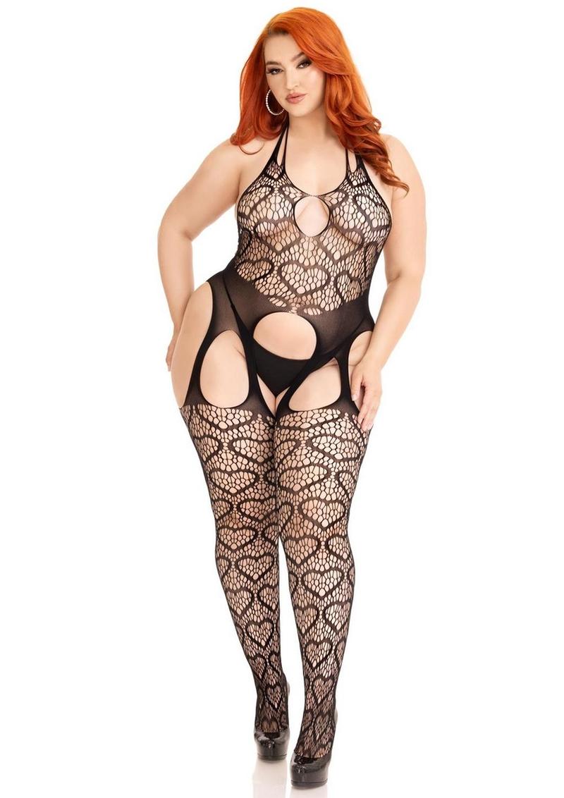 Leg Avenue Seamless Heart Net Suspender Bodystocking - Image 6