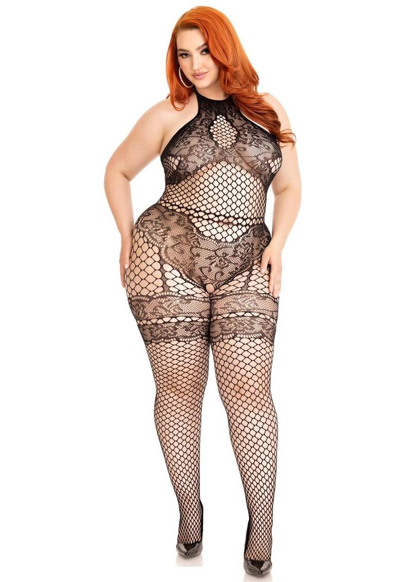 Leg Avenue Seamless Industrial Net Halter neckline Bodystocking - Image 6