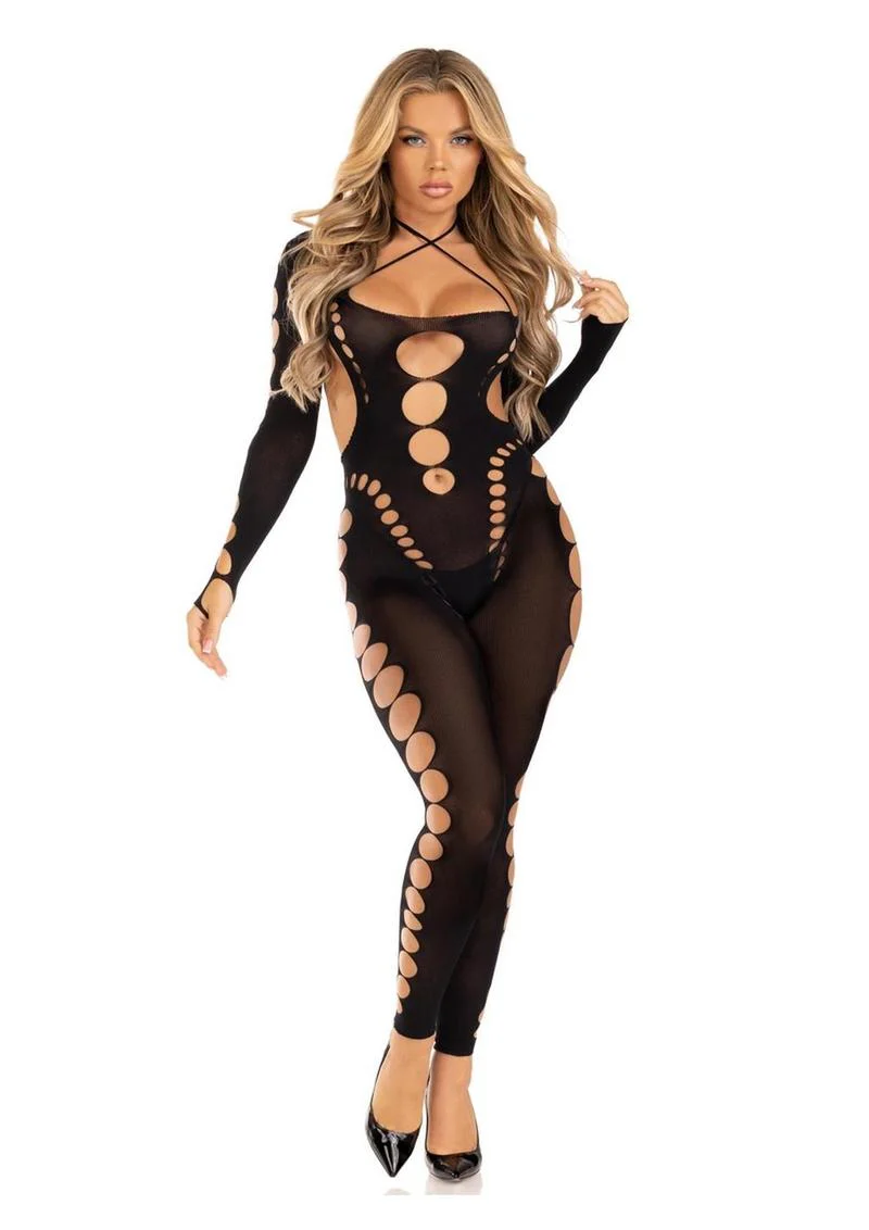 Leg Avenue Seamless Opaque Cut-Out Footless Bodystocking - Image 8