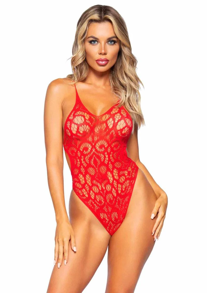 Leg Avenue Seamless Scroll Lace Bodysuit With Strappy Back - Image 3