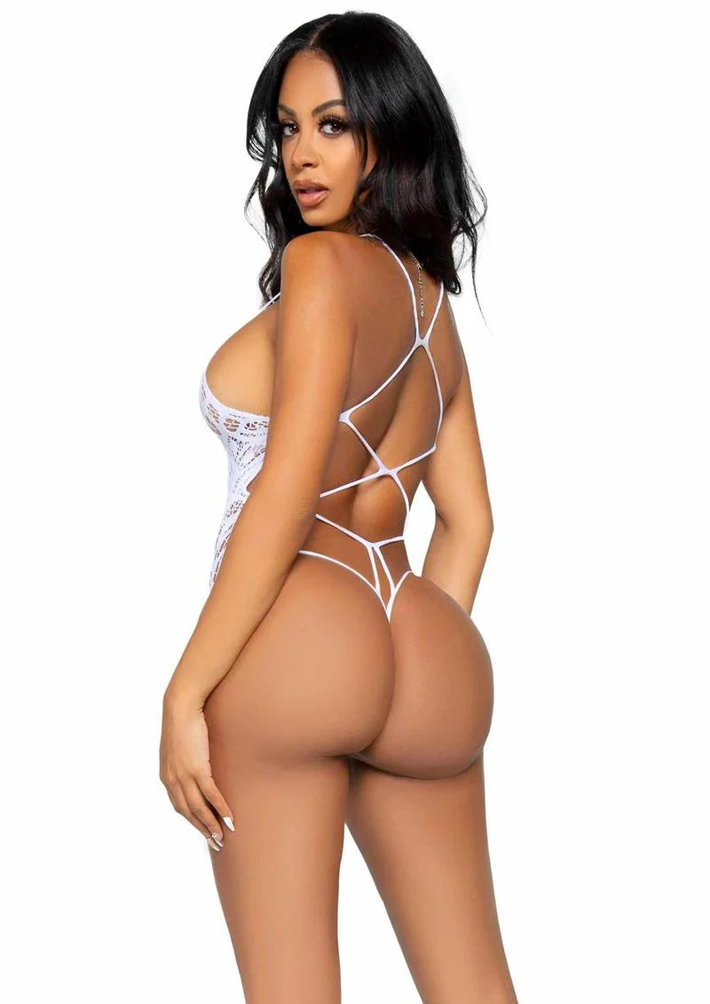 Leg Avenue Seamless Scroll Lace Bodysuit With Strappy Back - Image 7