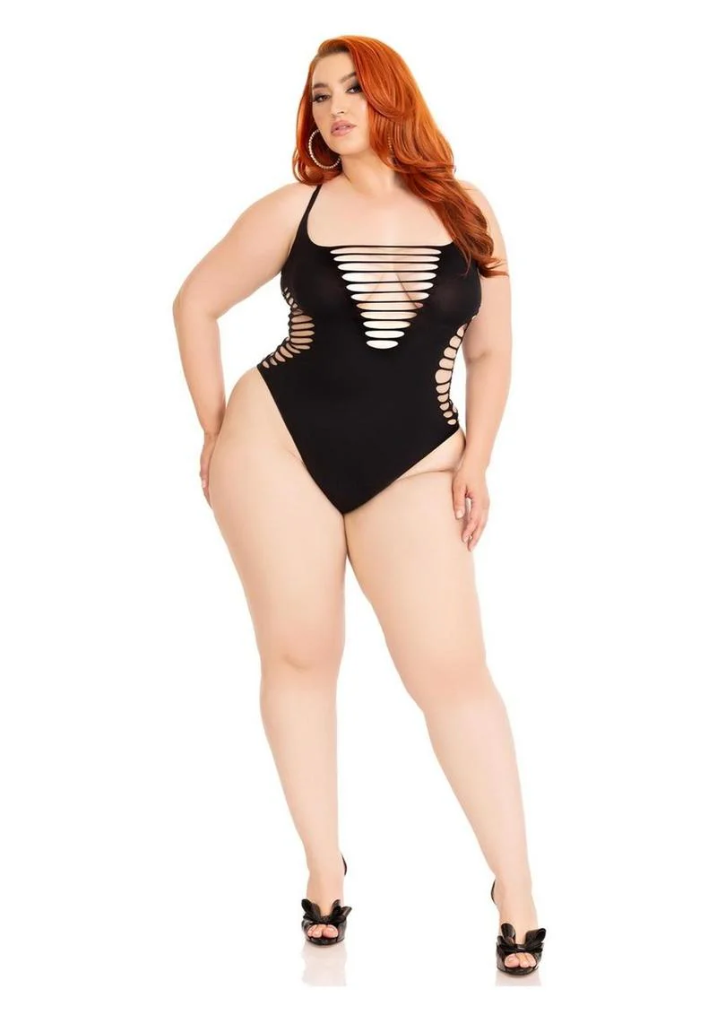 Leg Avenue Seamless Shredded Racer Back Thong Bodysuit - Image 4