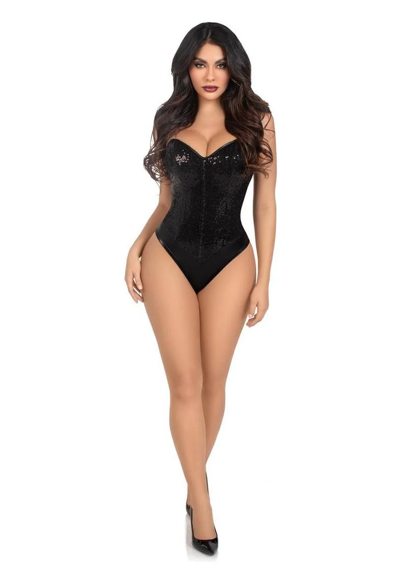 Leg Avenue Sequin Boned Snap Crotch Bodysuit - Image 12
