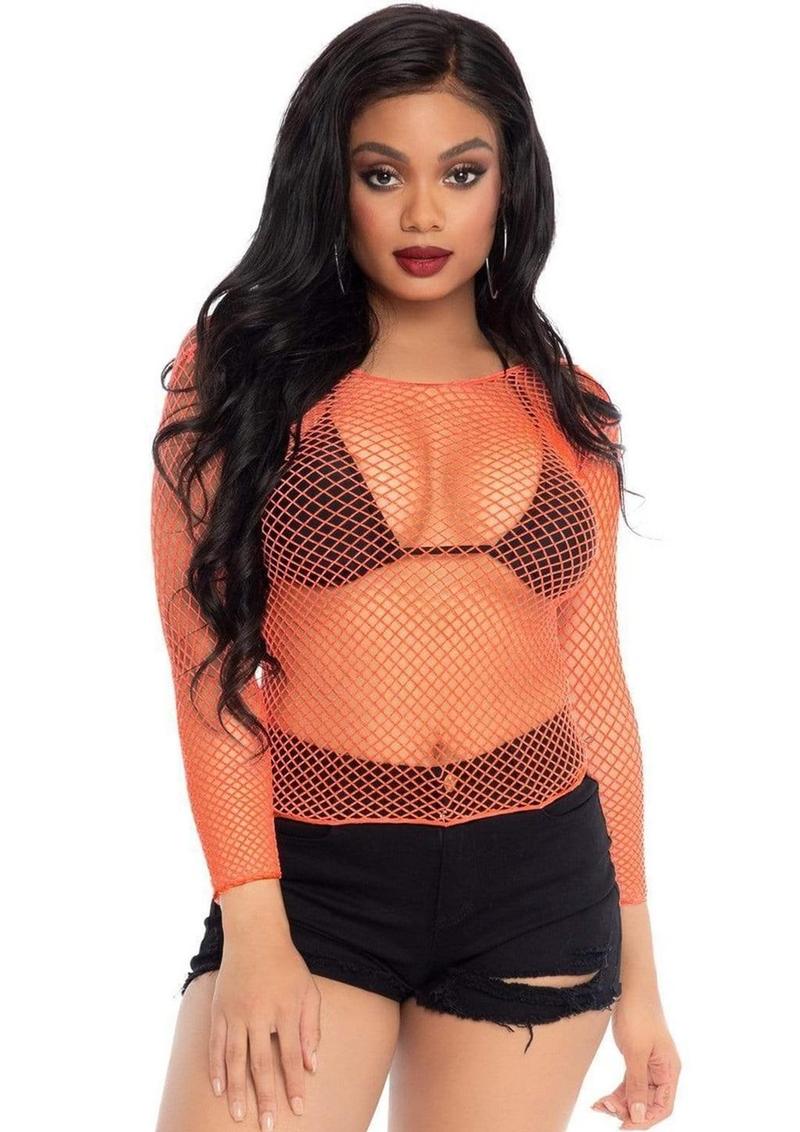Leg Avenue Spandex Long-Sleeved Industrial Net Shirt - Image 2