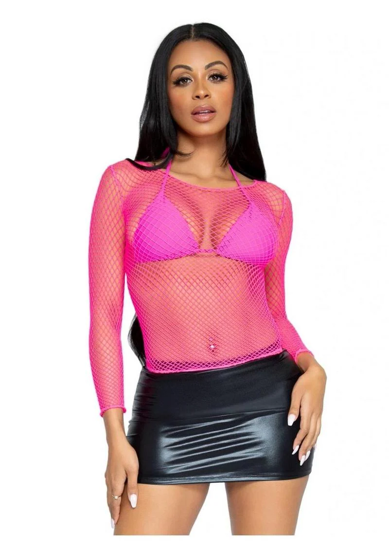 Leg Avenue Spandex Long-Sleeved Industrial Net Shirt - Image 4