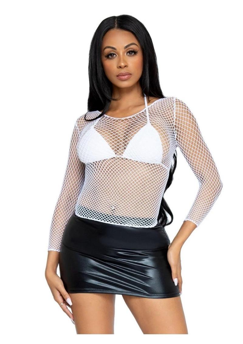 Leg Avenue Spandex Long-Sleeved Industrial Net Shirt - Image 6