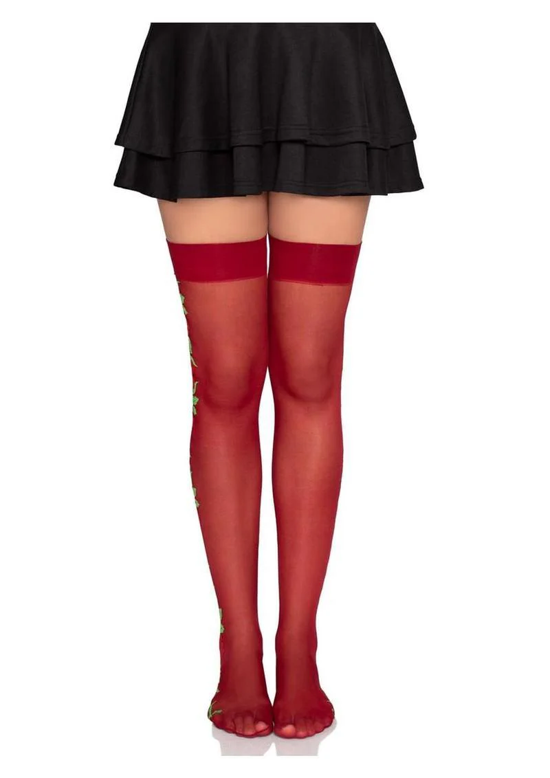 Leg Avenue Spandex Sheer Thigh Highs with Rose - Image 4