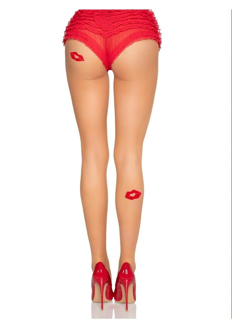 Leg Avenue Spandex Sheer Tights with Kisses - Image 2