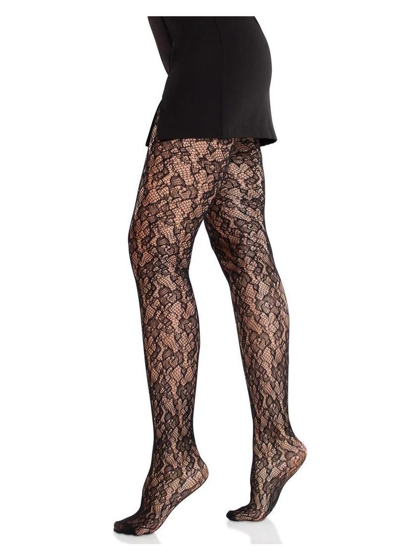 Leg Avenue Stretchy Fit Camellia Lace Tights - Image 2