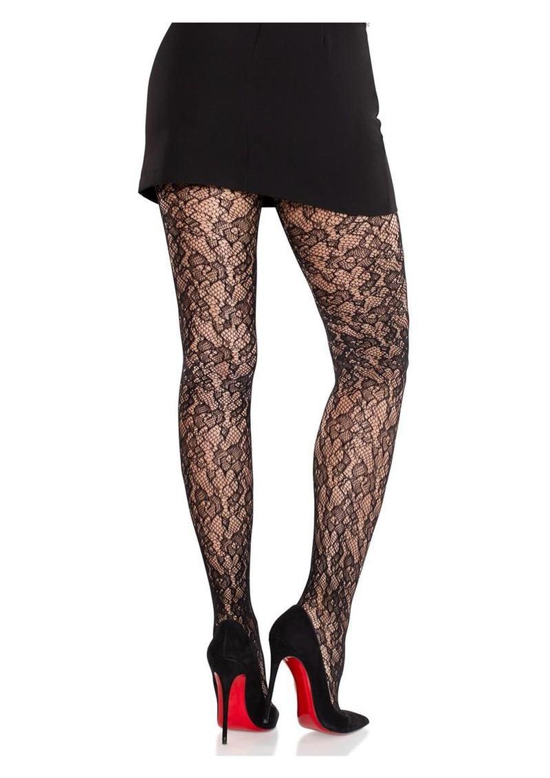 Leg Avenue Stretchy Fit Camellia Lace Tights - Image 3