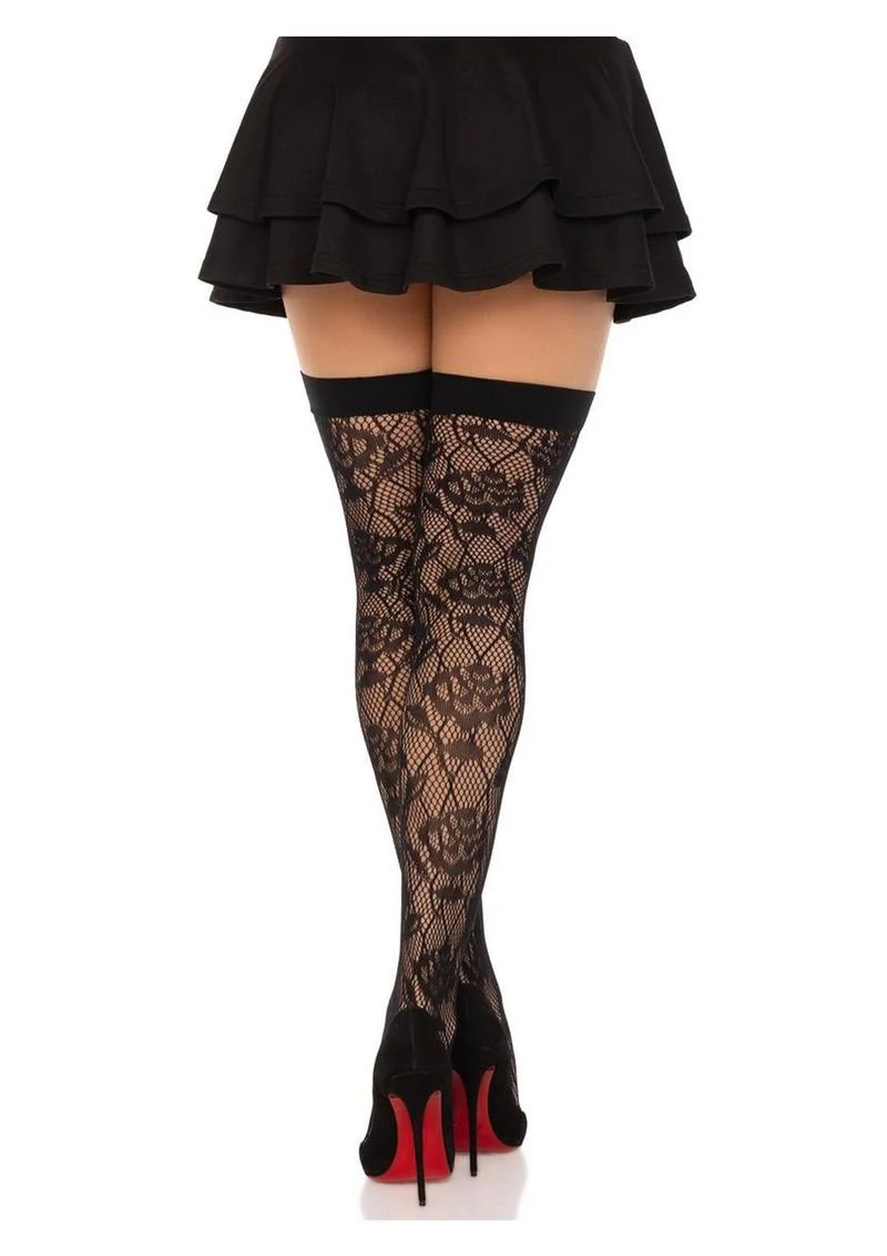 Leg Avenue Wild Rose Net Thigh Highs - Image 3