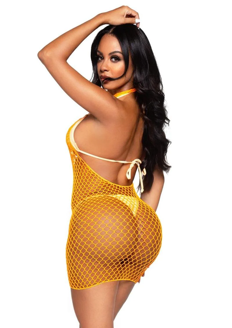 Leg Avenue Woven Net Twist Halter Mini Dress - Image 5